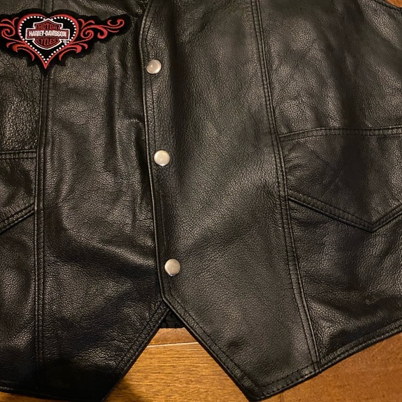 Women’s Genuine Leather Vest with Harley Davidson patches XL Biker Motorcycle - Picture 8 of 13